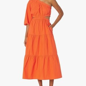 One-Shoulder Orange Dress